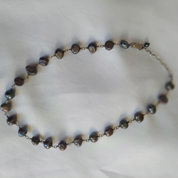 Silpada Iridescent Gray Freshwater Pearl  Necklace 925 Silver - Picture 6 of 10